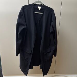 Urban Renewal Vintage Fabric Black Trench Coat Longline Style